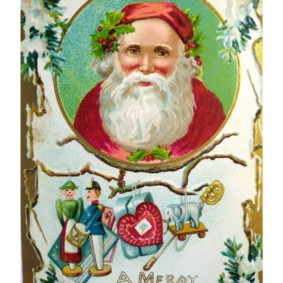 Santa Claus With Nutcrackers Toys Christmas Postcard Undivided Back Series 4024 - Picture 1 of 4
